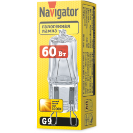 Лампа галогенная 94 216 JCD9 60Вт капсульная G9 3000К 230В clear 2000h Navigator 94216