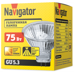 Лампа галогенная 94 207 JCDR 75Вт GU5.3 230В 2000h Navigator 94207